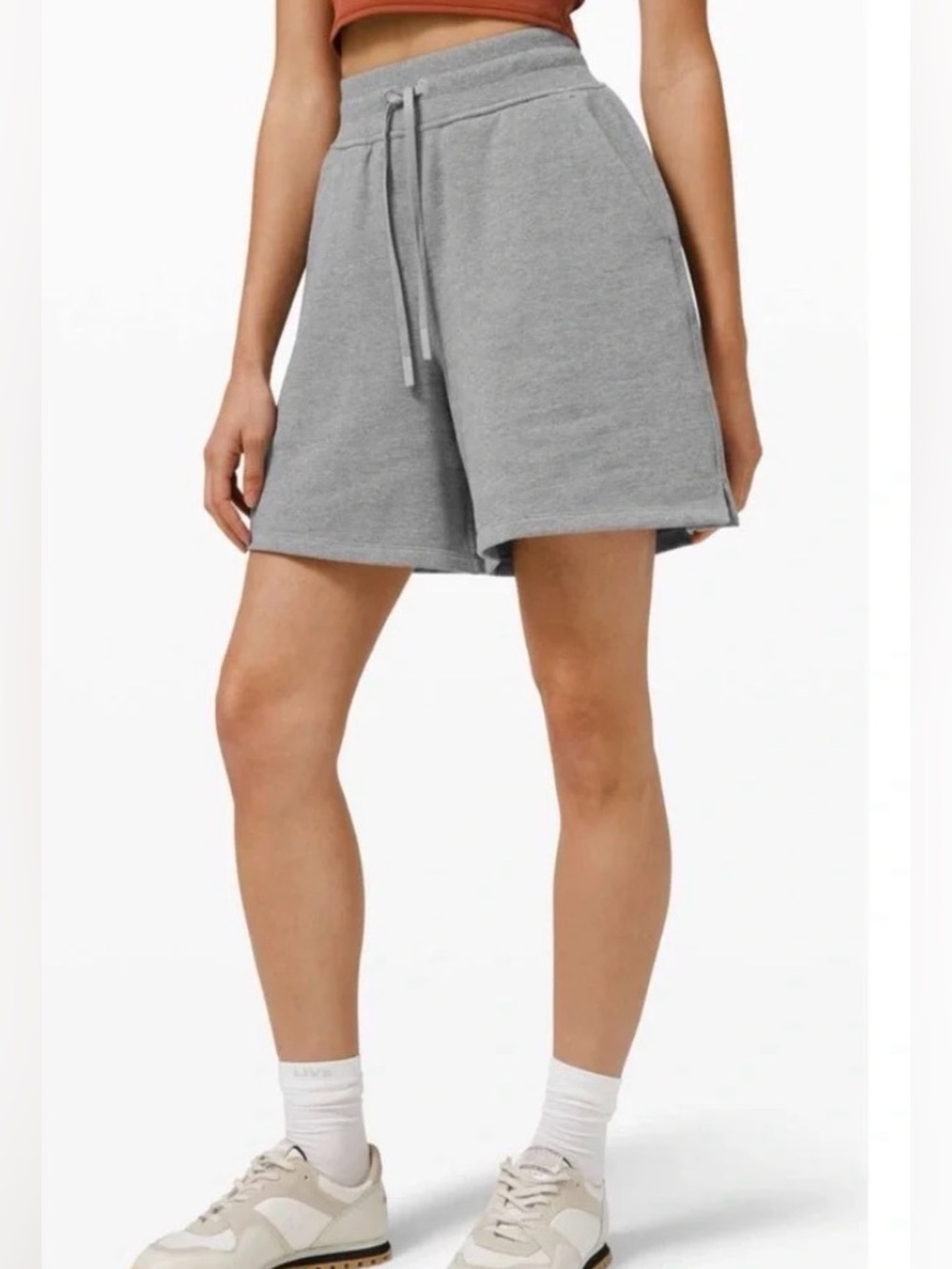 Lululemon All Yours HR Shorts 4 Gray Cotton French Terry Soft Girl Gym 6in
